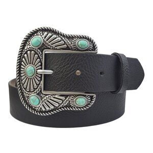 Western-Inspired Buckle Belt w. stones